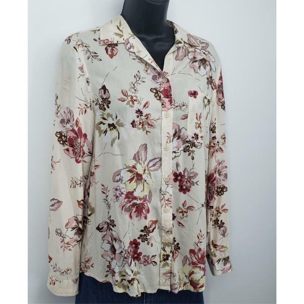 beachlunchlounge Pink and Tan Long Sleeve Blouse